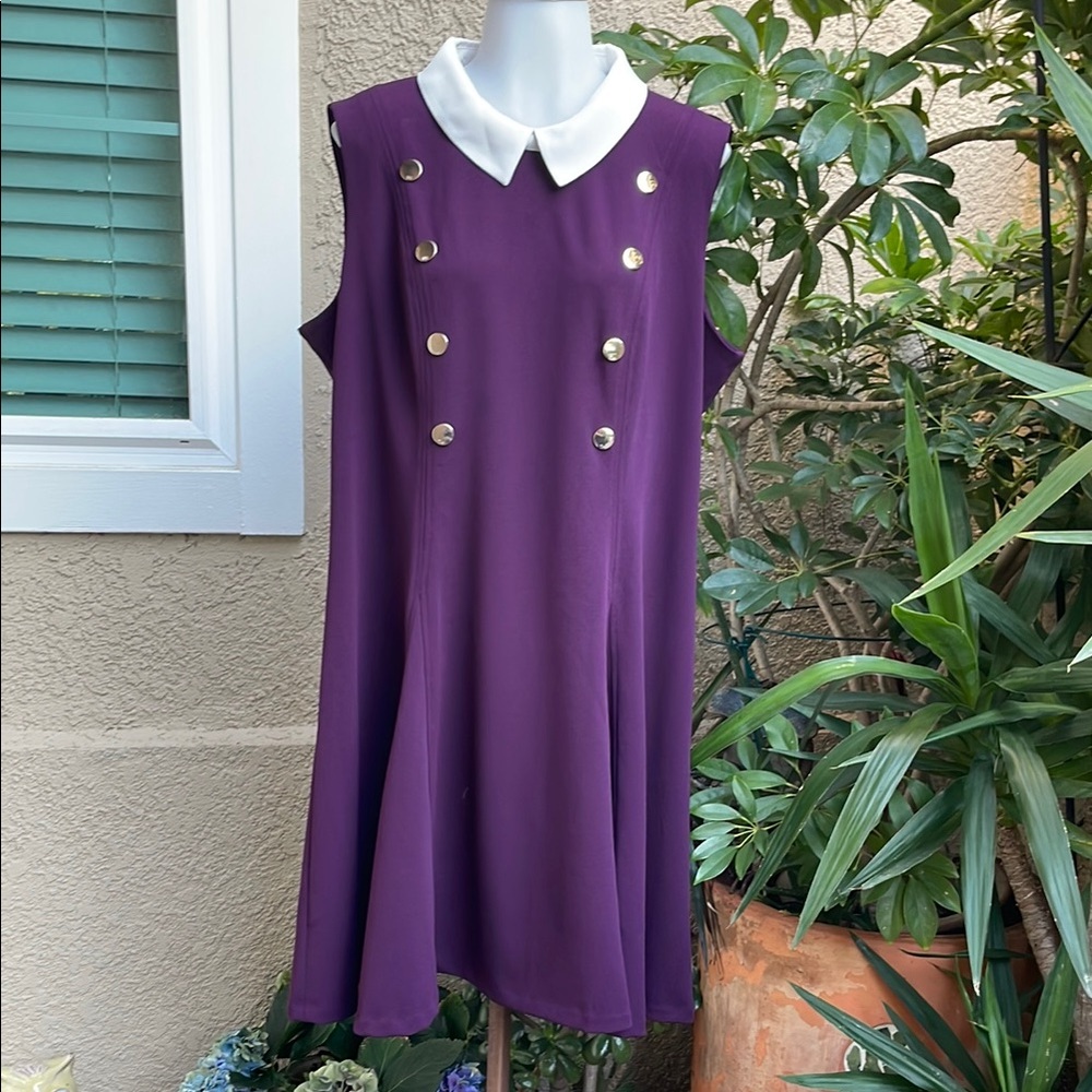 Vintage Purple Tommy Hilfiger Sleeveless Dress with White Collar